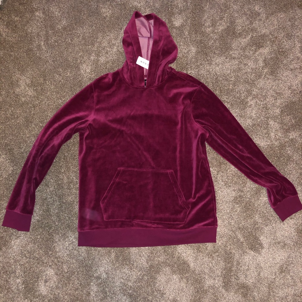 maroon velvet hoodie